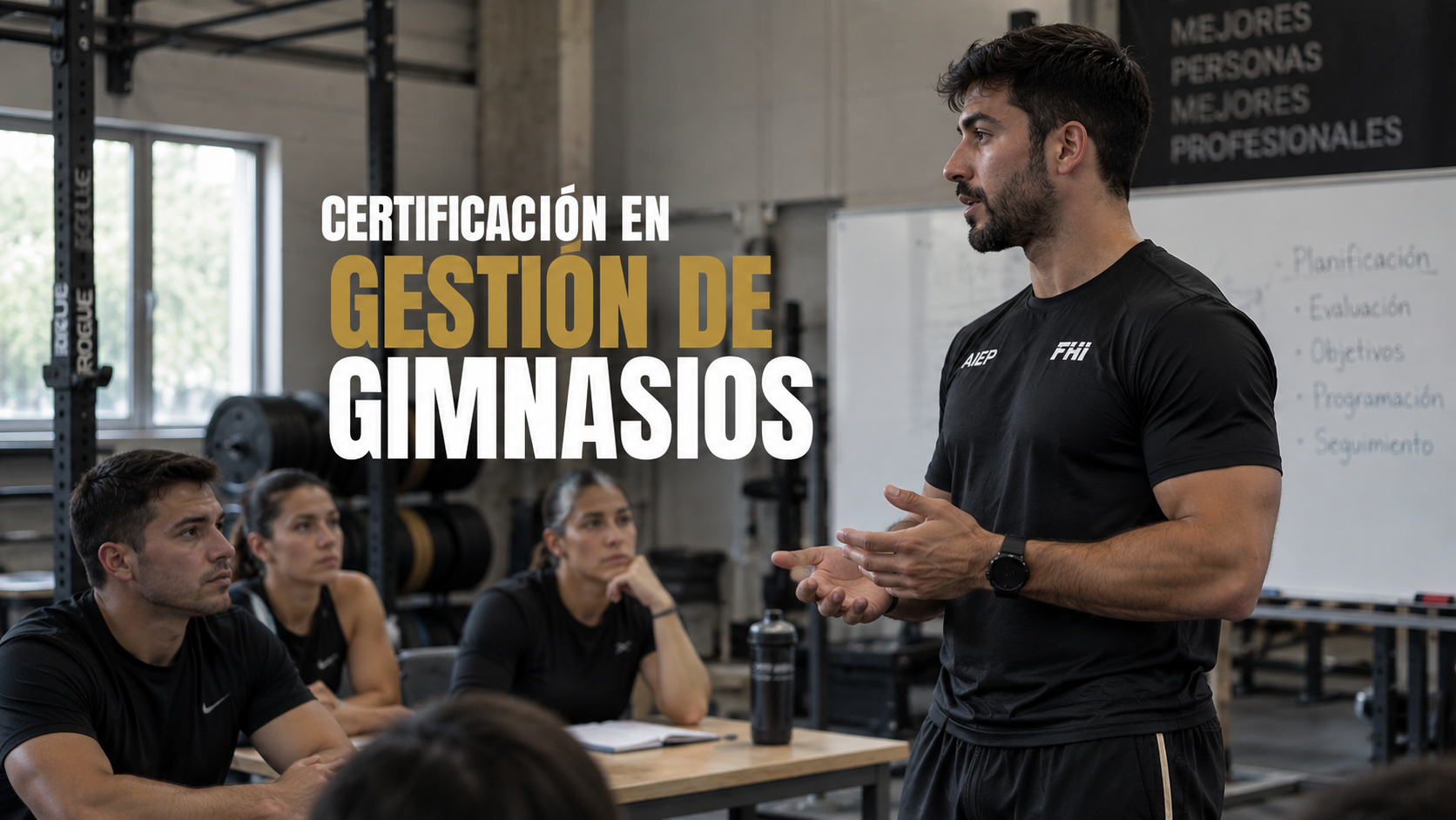 Certificación en Gestión de Gimnasios — formador de FHI con un grupo de profesionales